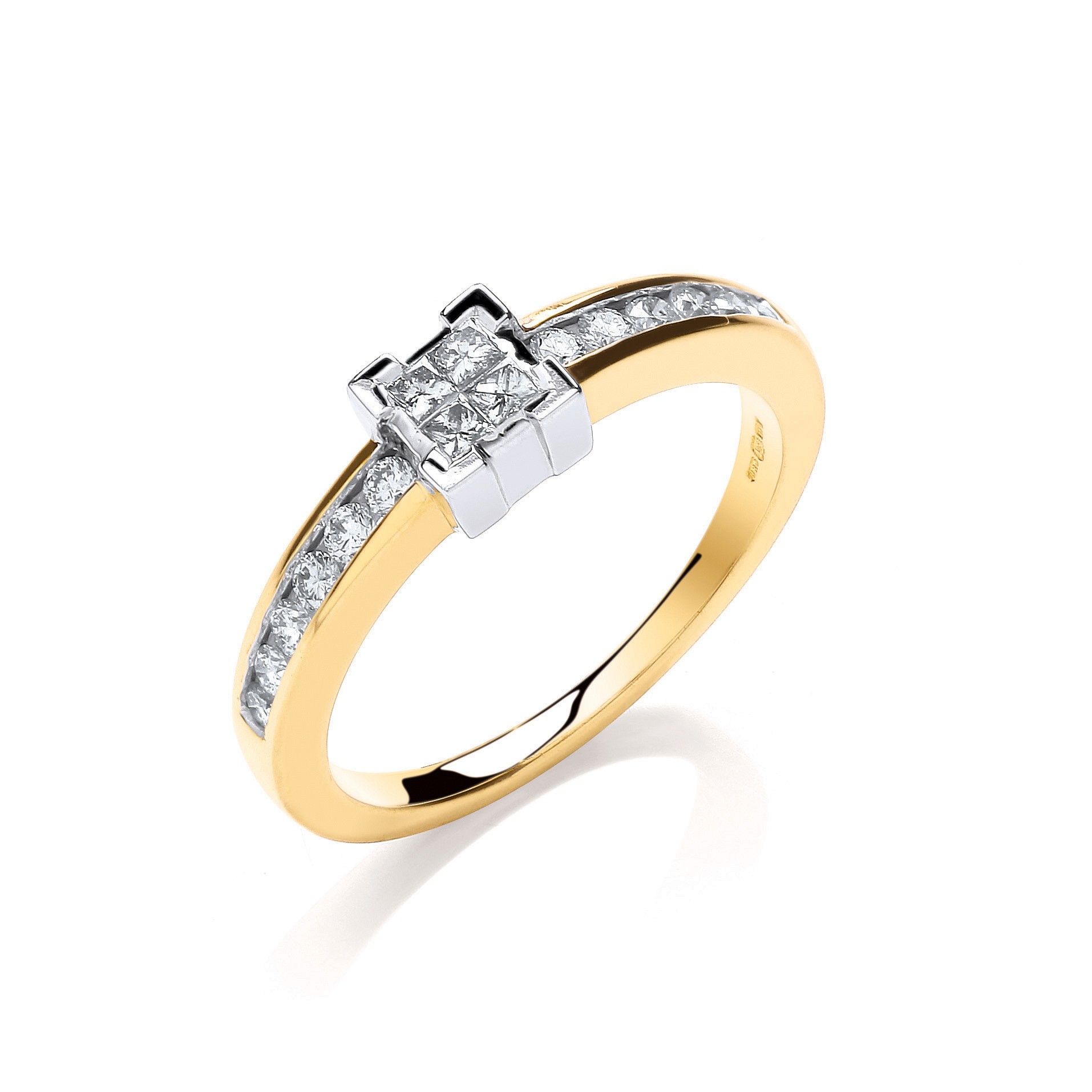 9ct Y/G 0.33ct Princess Cut Centre Diamond Ring – Italian Jewellery Ltd